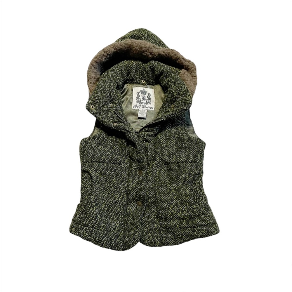 BB Dakota Durable Heavyweight Knit Polyester Winter Vest Removable Hood Small